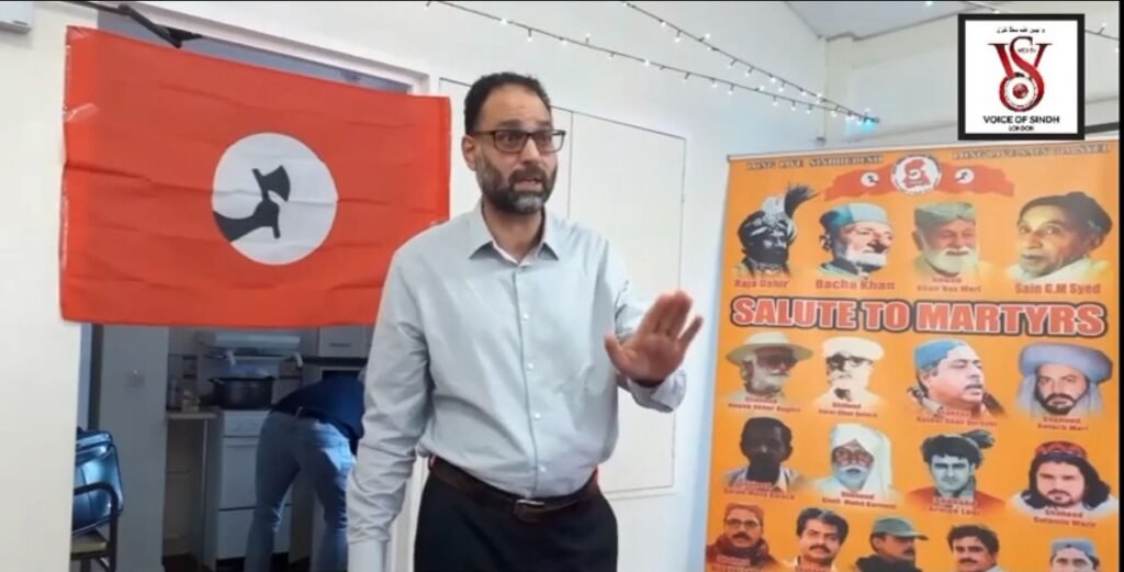 On Saturday, 26th April 2025, the Jeay Sindh Freedom Movement (JSFM) organized a grand and respectful event in London to commemorate the 30th death anniversary of Sain G.M. Syed, the great leader, thinker, and philosopher of the Sindhi independence movement. The event was attended by numerous political and social representatives from various circles based in London.