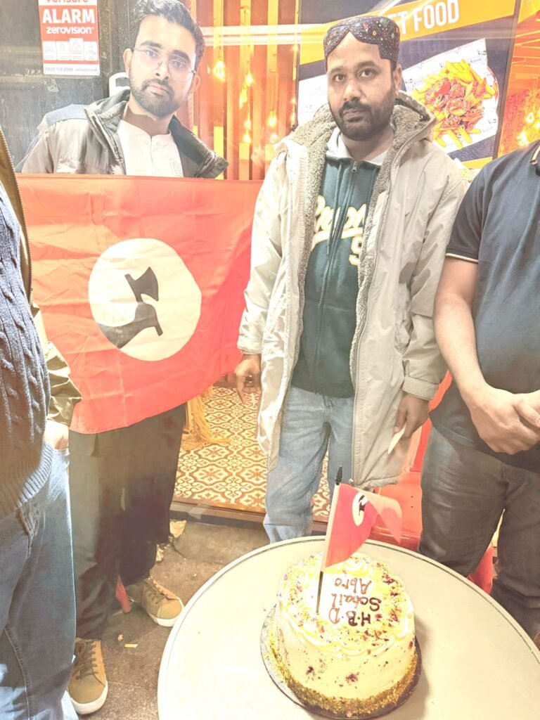 Celebration of Chairman Sohail Abro’s Birthday in London 5 Celebration of Chairman Sohail Abro’s Birthday in London Members and supporters of the Jeay Sindh Freedom Movement (JSFM) gathered in London to celebrate the birthday of our beloved JSFM Chairman Sohail Abro with great respect and revolutionary zeal.