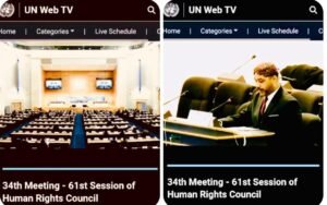 Sohail Abro, Chairman JSFM today on Tuesday 17 March 2026 presented intervention in the 61th session of UN Human Rights Council in Geneva Switzerlands: He highlighted enforced disappearances, extrajudicial killings, of Sindhi Baloch, Pushtoons and others and UN supervised refrendum in Sindh for Freedom.