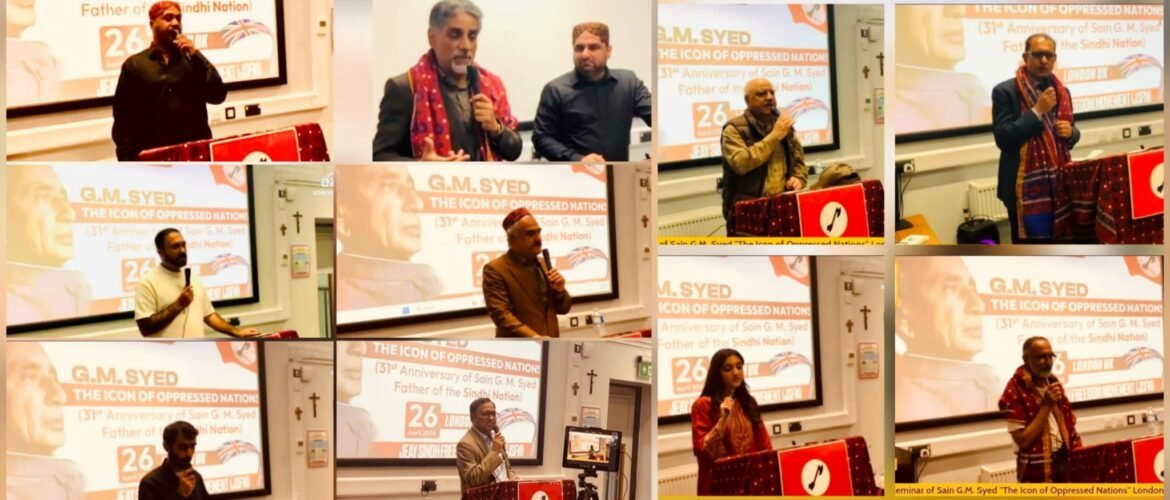 Speekars address seminar in London on the 31st Death Anniversary of Sain G M Syed